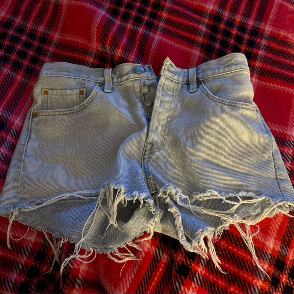 Levi's Light Blue Distressed Jean Shorts